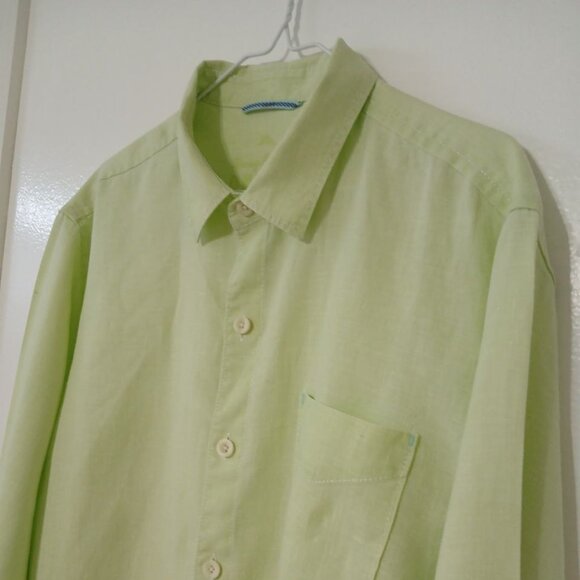Tommy Bahama Relax Linen Shirt Light Green Long Sleeve Size L - Picture 2 of 14